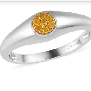 Natural Yellow Diamond I3 Ring in Platinum Over Sterling Silver 0.10 ctw